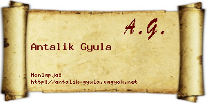 Antalik Gyula névjegykártya